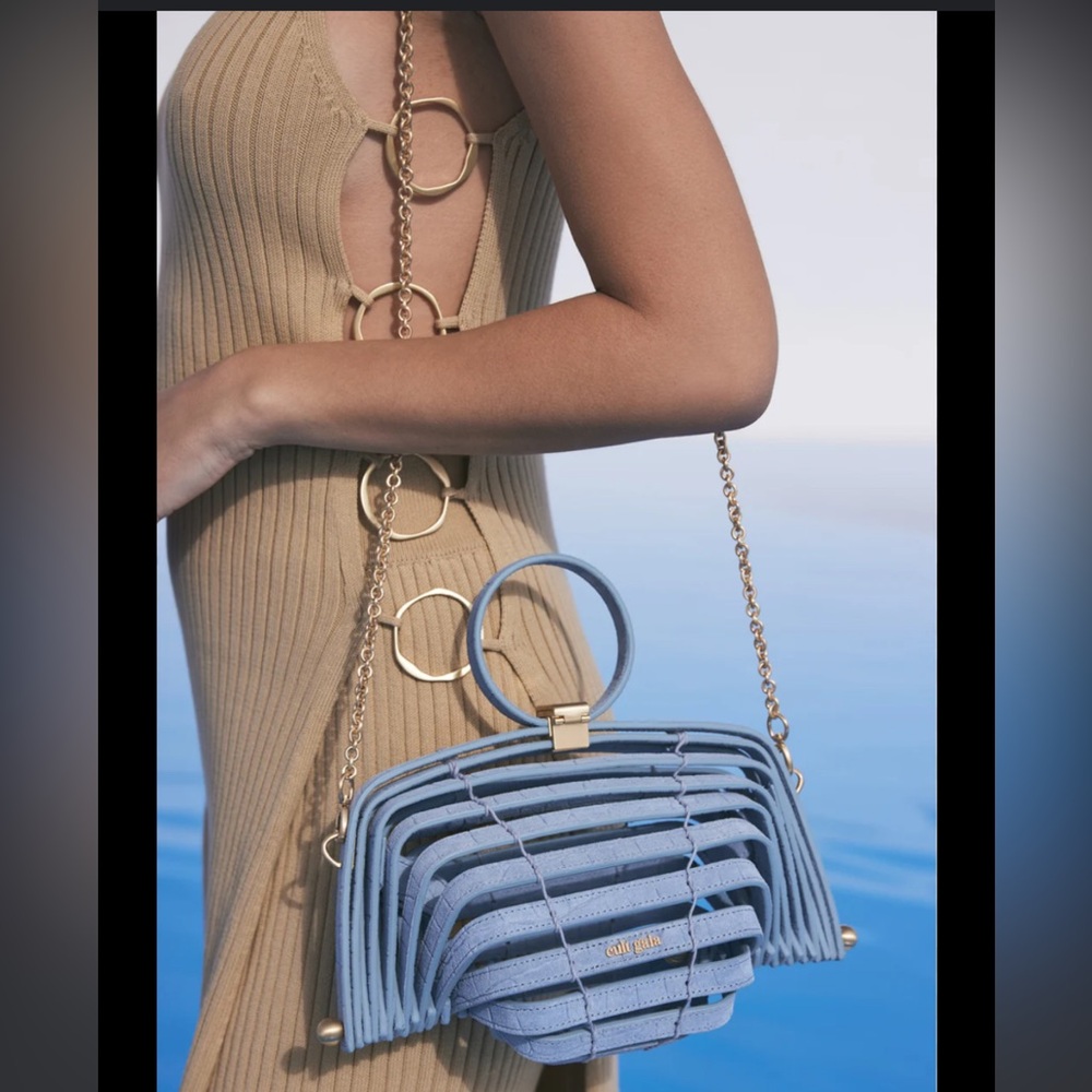 Cult Gaia, Blue Suede, Crossbody Bag, NWT